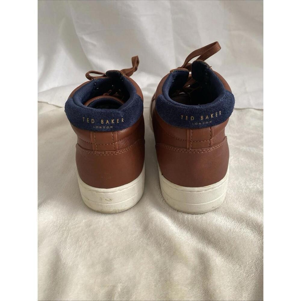 TED BAKER Men's Mallano Leather Sneakers Brown Blue SHOES EU 46 US 13 High top - Picture 6 of 9